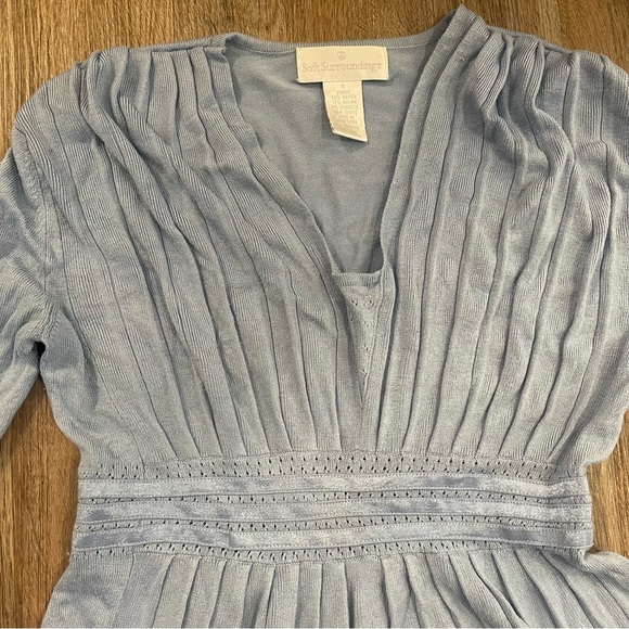 Vtg Y2K Soft Surroundings Sweater Women’s Small Baby Dill Pastel Blue Balletcore - Picture 4 of 8
